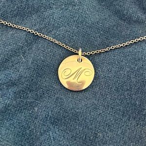 Sterling silver Tiffany initial charm and 16” chain